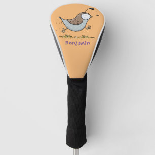 Cute happy californian quail cartoon illustration golf head cover