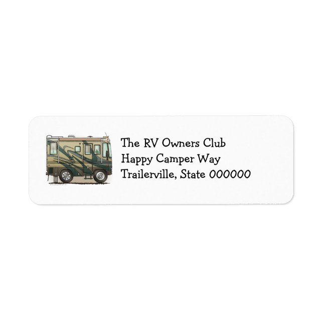 Cute Happy Camper Big RV Coach Motorhome (Front)