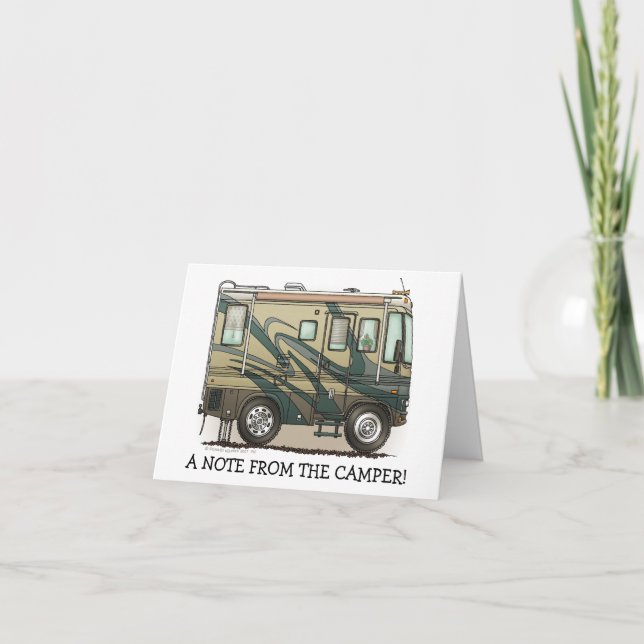 Cute Happy Camper Big RV Coach Motorhome Card (Front)