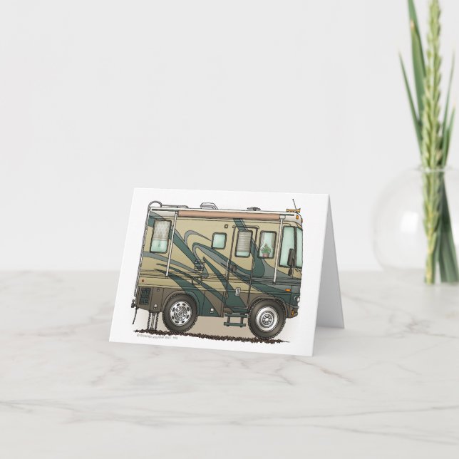 Cute Happy Camper Big RV Coach Motorhome Card (Front)