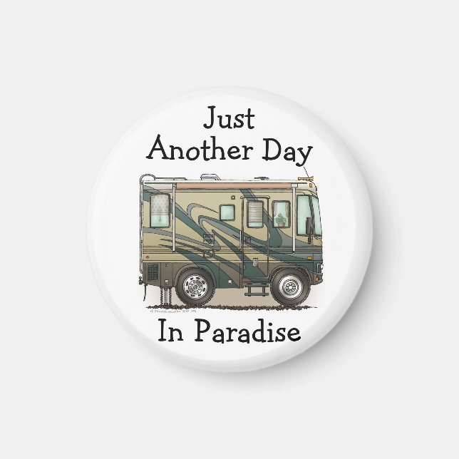 Cute Happy Camper Big RV Coach Motorhome Magnet (Front)