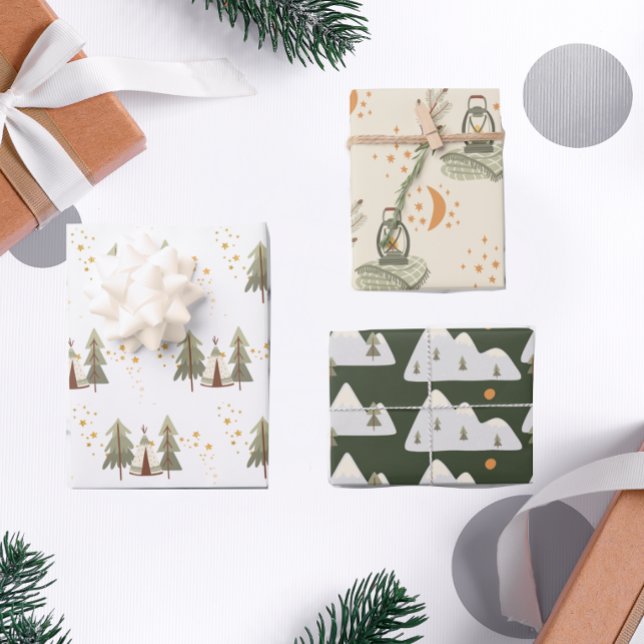 Cute Happy Camper Outdoor Adventure Wrapping Paper Sheet (Creator Uploaded)
