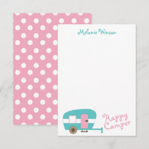 Cute Happy Camper Personalized Note Cards