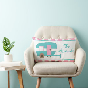 Cute Happy Camper Personalized Throw Pillow