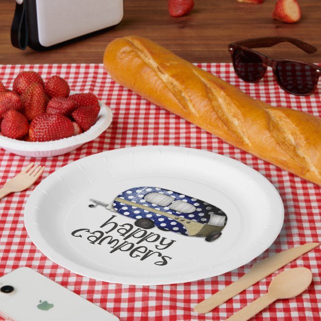cute Happy Campers word art party Paper Plate (Picnic)