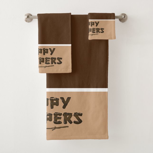 Cute Happy Campers words Bath Towel Set (Insitu)