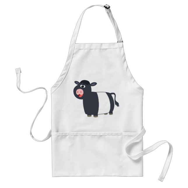 Cute Happy Cartoon Belted Galloway Cow Apron (Front)