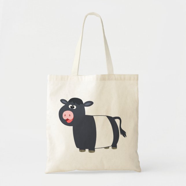 Cute Happy Cartoon Belted Galloway Cow Bag (Front)