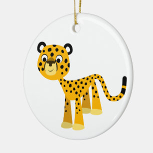 Cute Happy Cartoon Cheetah Ornament