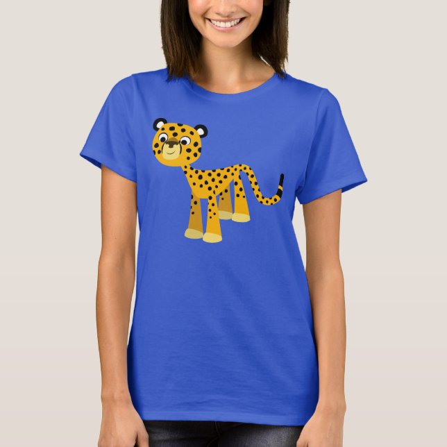 Cute Happy Cartoon Cheetah Women T-Shirt (Front)