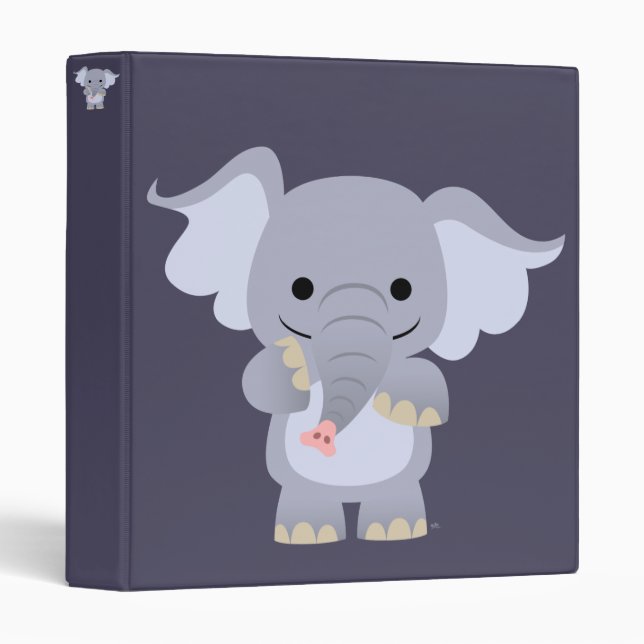 Cute Happy Cartoon Elephant Binder (Front/Spine)