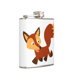 Cute Happy Cartoon Fox Hip Flask
