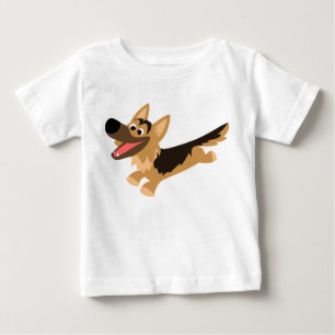 Cute Happy Cartoon German Shepherd Baby T-Shirt