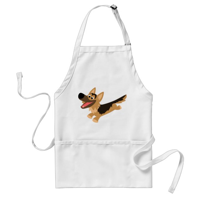 Cute Happy Cartoon German Shepherd Cooking Apron (Front)