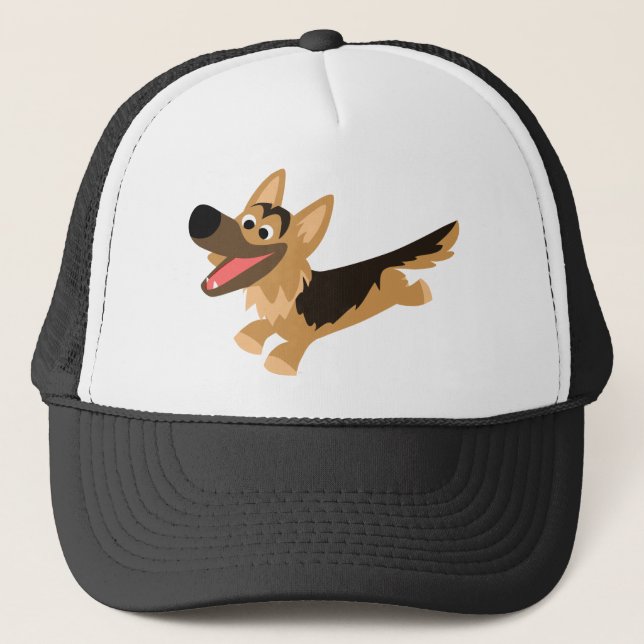 Cute Happy Cartoon German Shepherd Hat (Front)