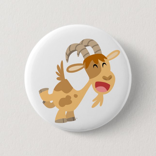 Cute Happy Cartoon Goat Buton Badge 2 Inch Round Button (Front)