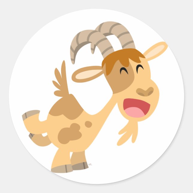 Cute Happy Cartoon Goat Sticker (Front)