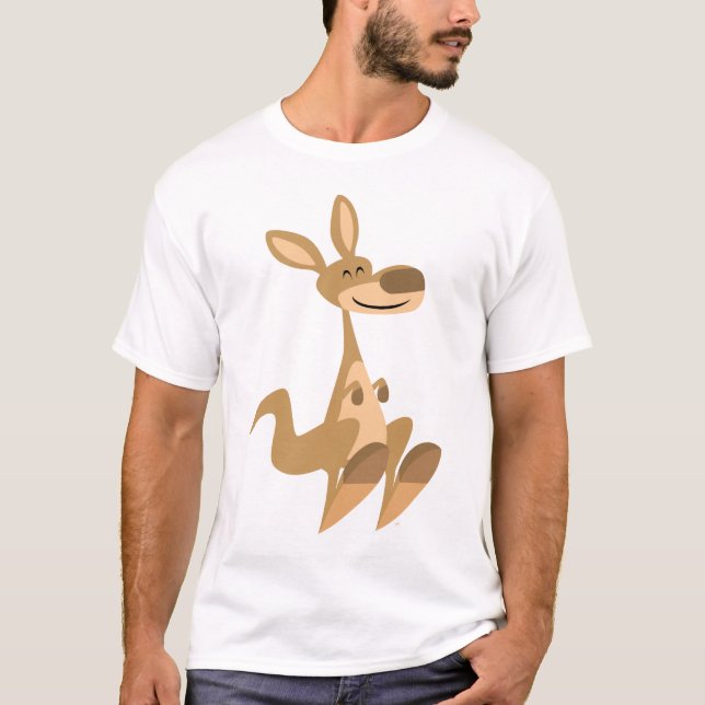 Cute Happy Cartoon Kangaroo  Children  T-Shirt (Front)