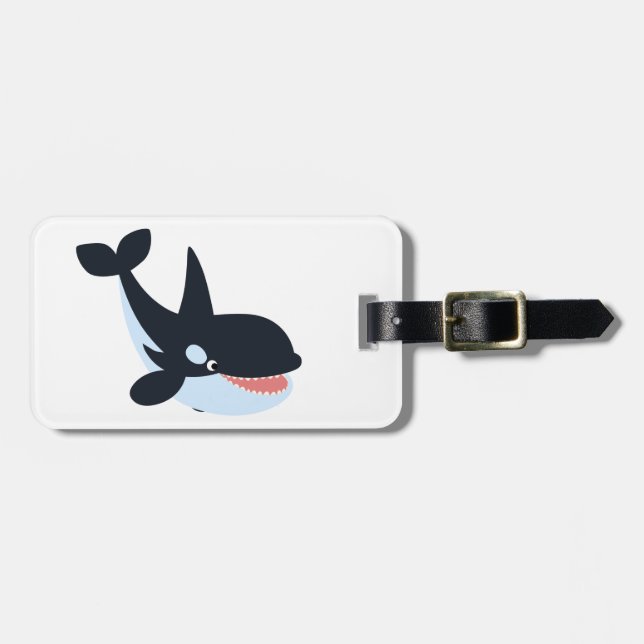 Cute Happy Cartoon Killer Whale Luggage Tag (Front Horizontal)