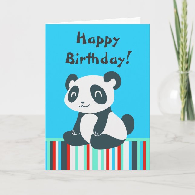 Cute Happy Cartoon Panda Card (Front)