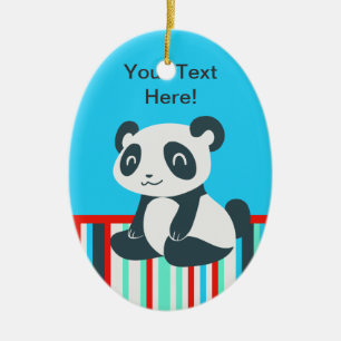 Cute Happy Cartoon Panda Ceramic Ornament