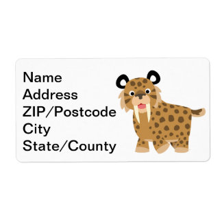 Cute Happy Cartoon Smilodon Shipping Label
