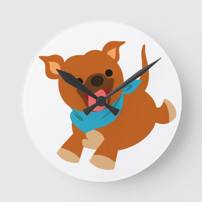 Cute Happy Cartoon Staffie Wall Clock (Front)