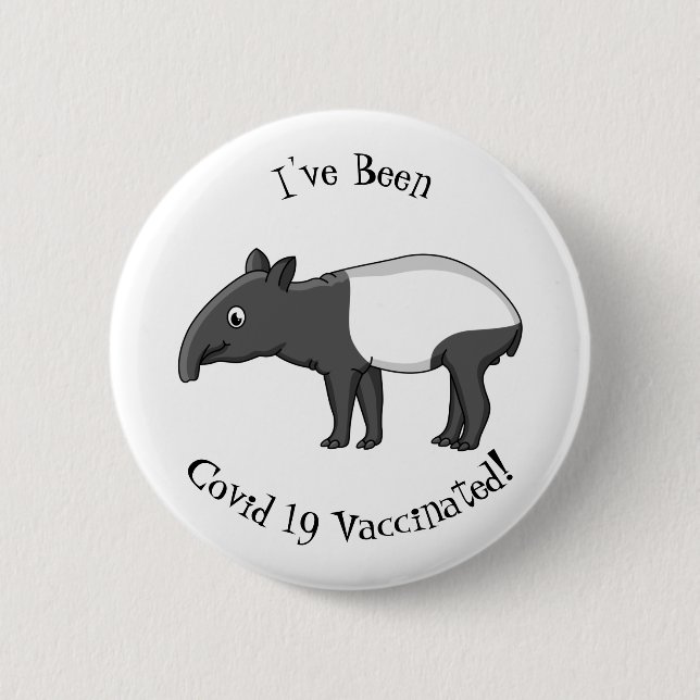 Cute happy cartoon tapir illustration 2 inch round button (Front)