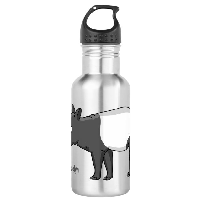 Cute happy cartoon tapir illustration 532 ml water bottle (Front)
