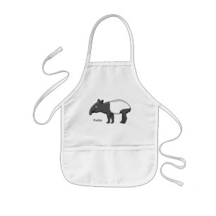 Cute happy cartoon tapir illustration kids apron
