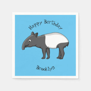 Cute happy cartoon tapir illustration napkin