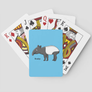 Cute happy cartoon tapir illustration playing cards