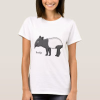 Cute happy cartoon tapir illustration