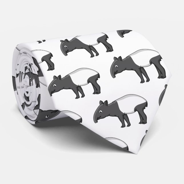 Cute happy cartoon tapir illustration tie (Rolled)