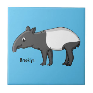 Cute happy cartoon tapir illustration tile