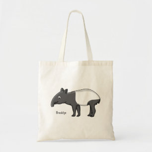 Cute happy cartoon tapir illustration tote bag