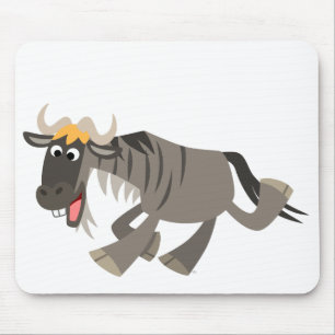 Cute Happy Cartoon Wildebeest Mousepad