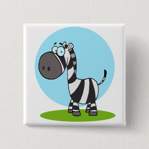 cute happy cartoon zebra 2 inch square button