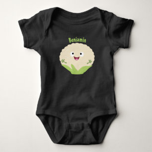 Cute happy cauliflower vegetable cartoon baby bodysuit