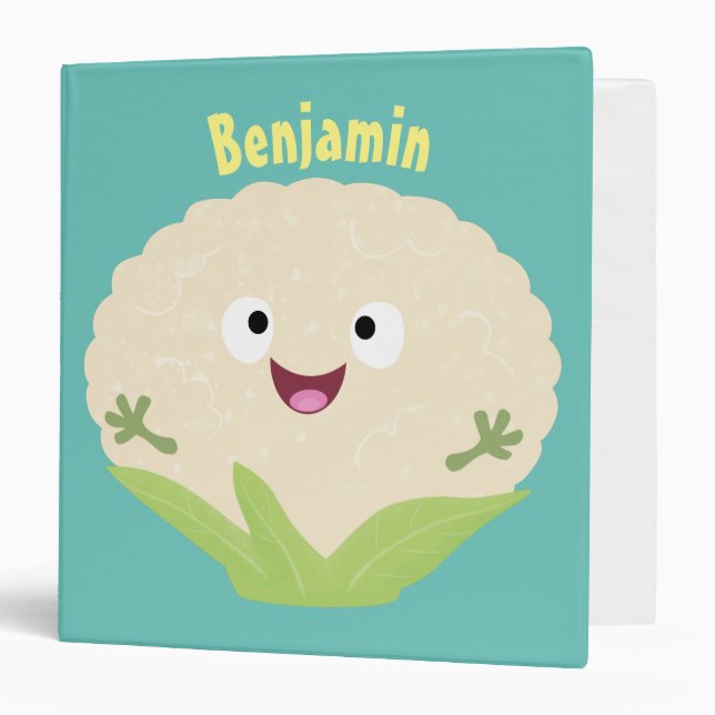 Cute happy cauliflower vegetable cartoon  binder (Front/Inside)