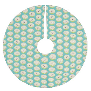 Cute happy cauliflower vegetable cartoon brushed polyester tree skirt
