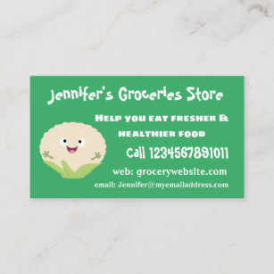 Cute happy cauliflower vegetable cartoon business card