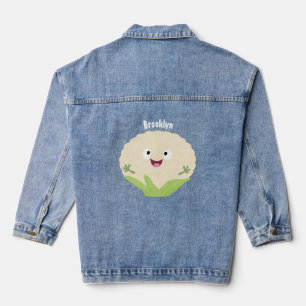 Cute happy cauliflower vegetable cartoon denim jacket