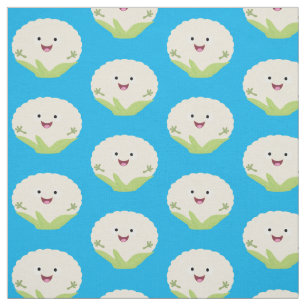 Cute happy cauliflower vegetable cartoon fabric