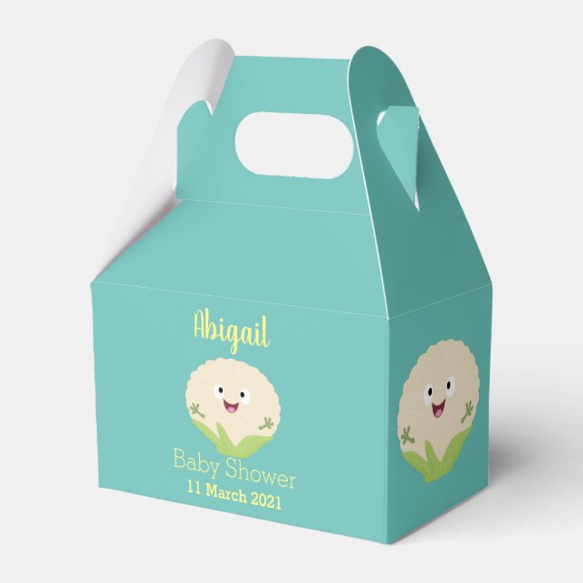 Cute happy cauliflower vegetable cartoon  favor box (Front Side)