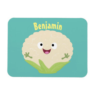 Cute happy cauliflower vegetable cartoon magnet