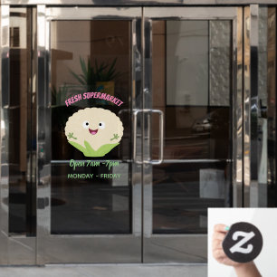 Cute happy cauliflower vegetable cartoon window cling