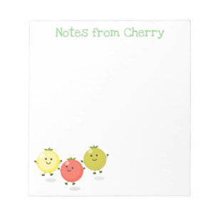 Cute  happy cherry tomatoes cartoon illustration notepad