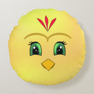 Cute Happy Chick Face Round Pillow