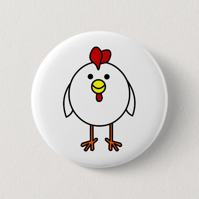 Cute Happy Chicken 2 Inch Round Button (Front)